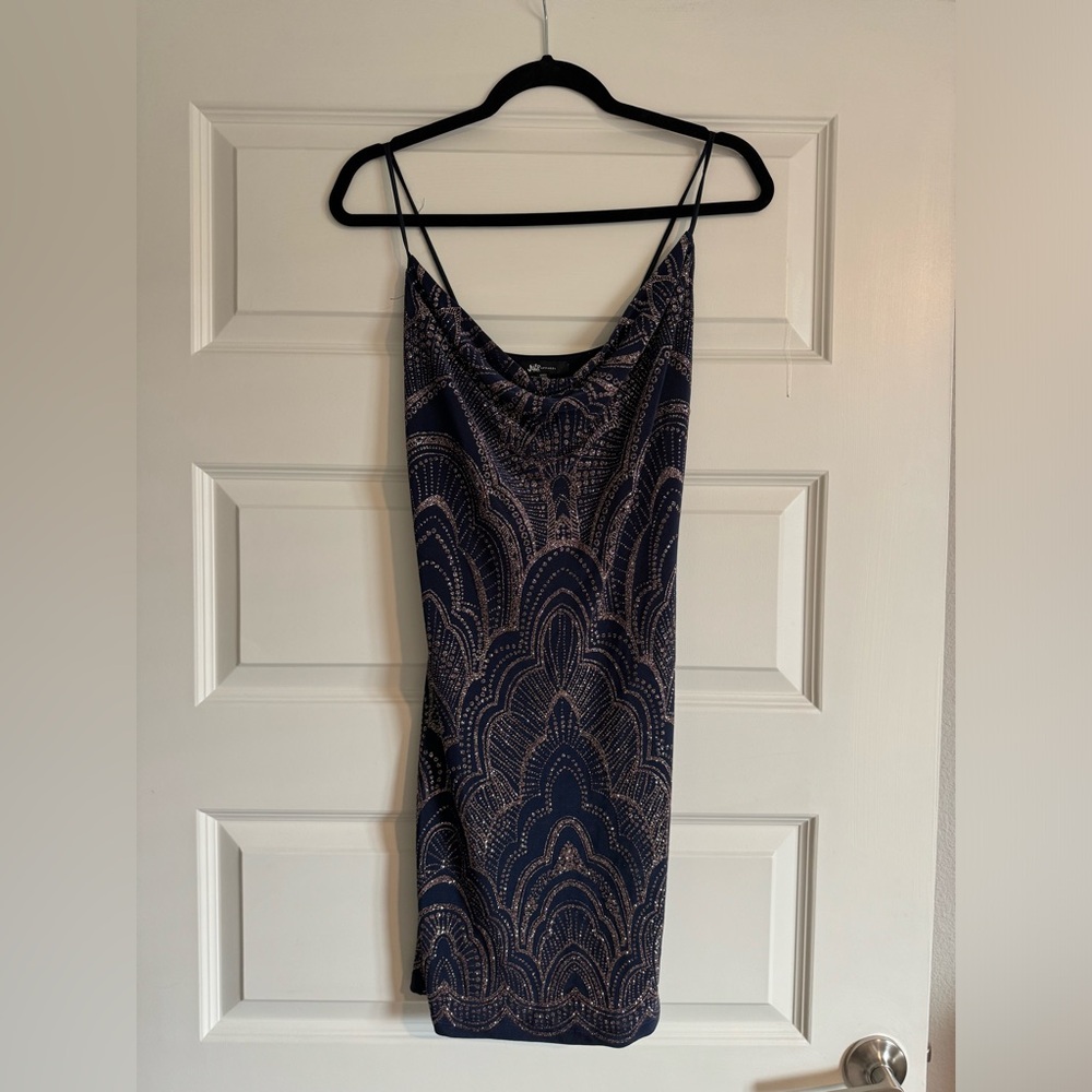 Blue Sparkle Mini Formal Dress